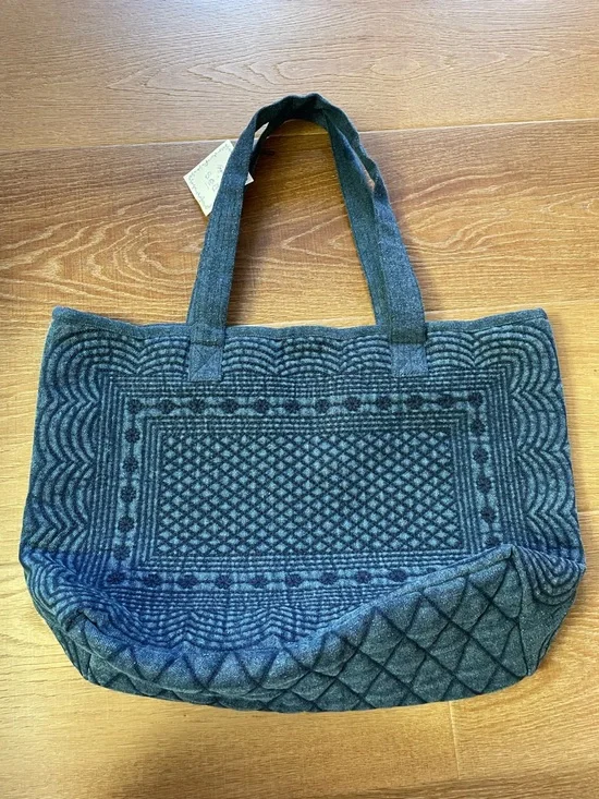 Sézane Sea New York Collaboration Denim Tote Embroidered Blue NWT - Picture 6 of 10